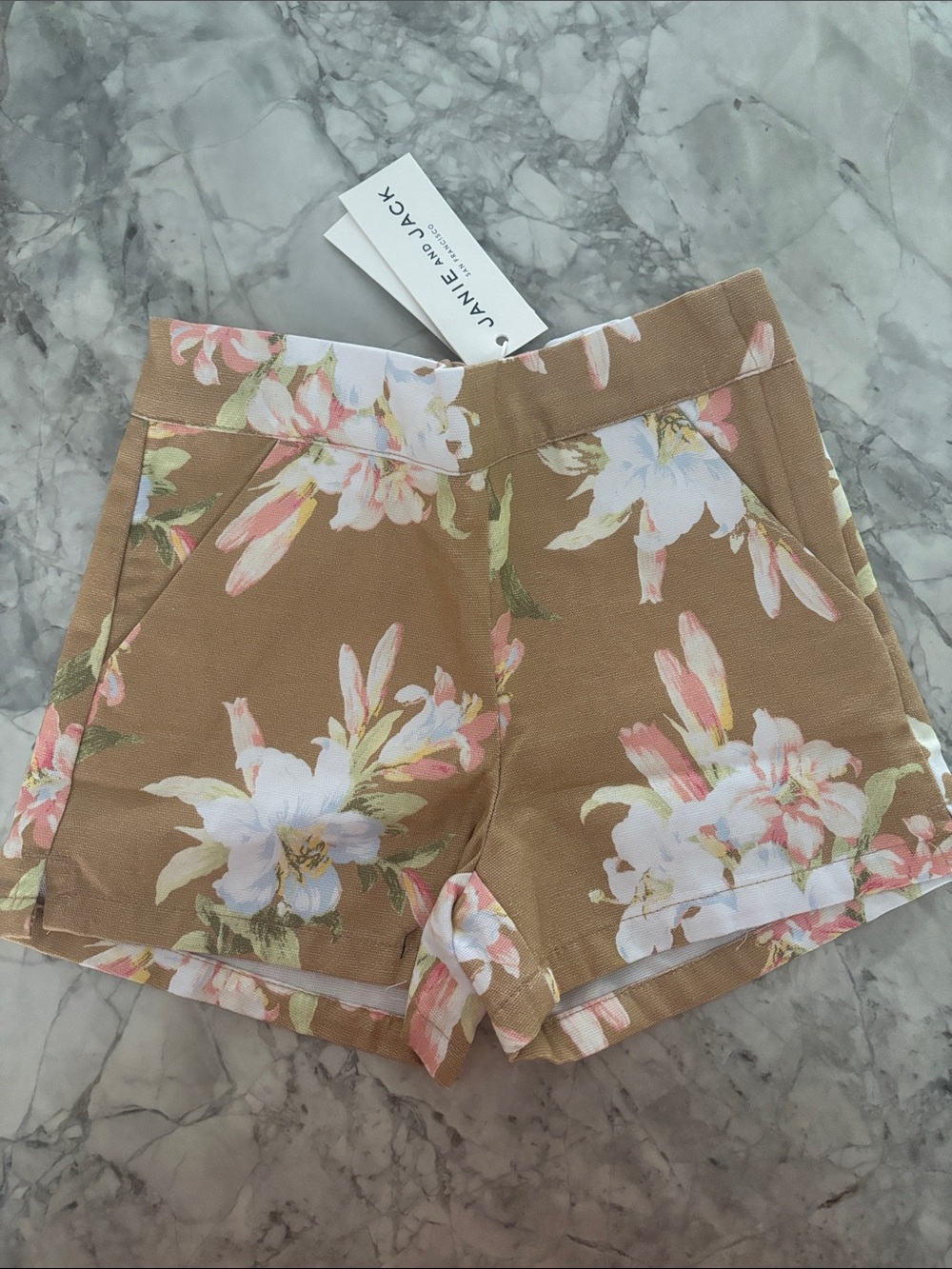 Janie and Jack Floral Tan Toddler Girls' Shorts